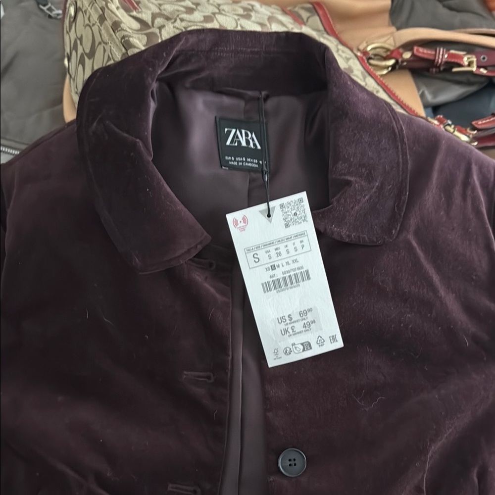 Zara Purple Trench Coat Luxurious Corduroy